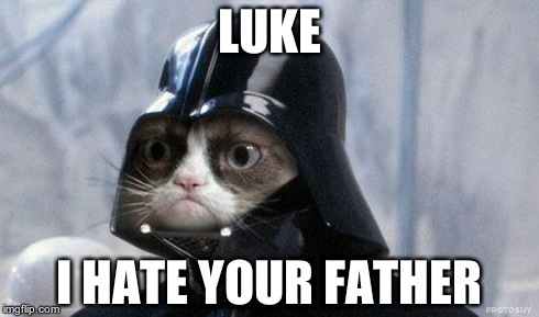 Grumpy Cat Star Wars Meme | LUKE I HATE YOUR FATHER | image tagged in memes,grumpy cat star wars,grumpy cat | made w/ Imgflip meme maker