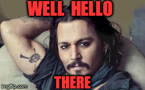 Johnny Depp ENJO | WELL  HELLO THERE | image tagged in johnny depp enjo | made w/ Imgflip meme maker