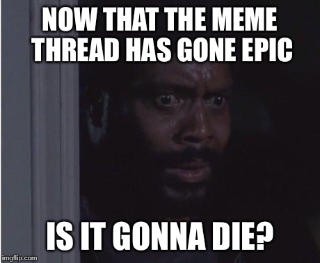 Worried Tyreese | NOW THAT THE MEME THREAD HAS GONE EPIC IS IT GONNA DIE? | image tagged in worried tyreese | made w/ Imgflip meme maker