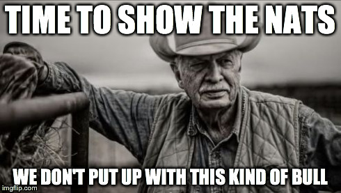 So God Made A Farmer Meme | TIME TO SHOW THE NATS WE DON'T PUT UP WITH THIS KIND OF BULL | image tagged in memes,so god made a farmer | made w/ Imgflip meme maker