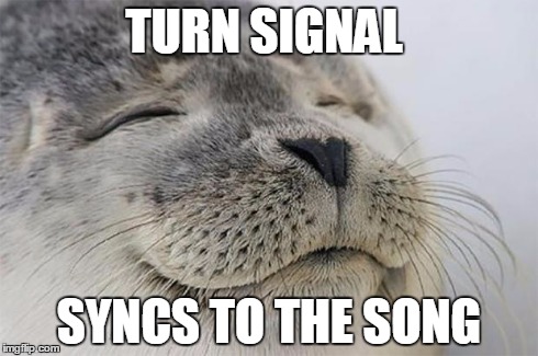 Satisfied Seal | TURN SIGNAL SYNCS TO THE SONG | image tagged in memes,satisfied seal,AdviceAnimals | made w/ Imgflip meme maker