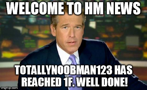 Brian Williams Was There Meme | WELCOME TO HM NEWS TOTALLYNOOBMAN123 HAS REACHED 1F. WELL DONE! | image tagged in memes,brian williams was there | made w/ Imgflip meme maker
