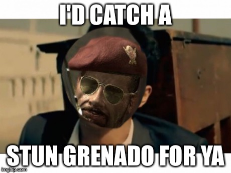 I don't know it seemed like a good idea but now....... | I'D CATCH A STUN GRENADO FOR YA | image tagged in stun grenado | made w/ Imgflip meme maker
