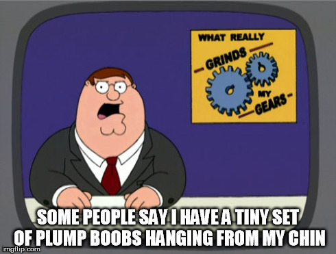 It's all in perspective | SOME PEOPLE SAY I HAVE A TINY SET OF PLUMP BOOBS HANGING FROM MY CHIN | image tagged in memes,peter griffin news | made w/ Imgflip meme maker