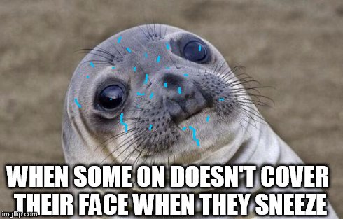Awkward Moment Sealion | WHEN SOME ON DOESN'T COVER THEIR FACE WHEN THEY SNEEZE | image tagged in memes,awkward moment sealion | made w/ Imgflip meme maker