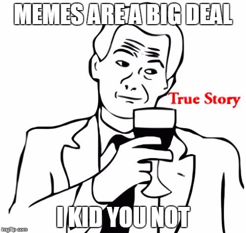 True Story Meme | MEMES ARE A BIG DEAL I KID YOU NOT | image tagged in memes,true story | made w/ Imgflip meme maker