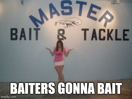 bait | BAITERS GONNA BAIT | image tagged in bait | made w/ Imgflip meme maker