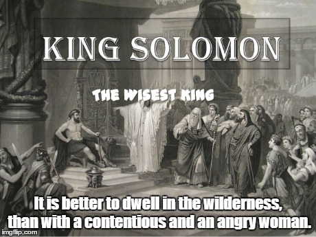 Solomon Proverbs 21:19 | It is better to dwell in the wilderness, than with a contentious and an angry woman. | image tagged in wisdom,angry woman,women,desert | made w/ Imgflip meme maker