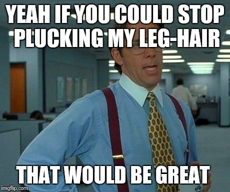 That Would Be Great Meme | YEAH IF YOU COULD STOP PLUCKING MY LEG-HAIR THAT WOULD BE GREAT | image tagged in memes,that would be great,AdviceAnimals | made w/ Imgflip meme maker