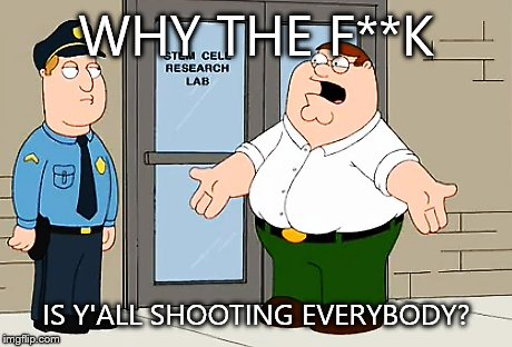 WHY THE F**K IS Y'ALL SHOOTING EVERYBODY? | image tagged in memes | made w/ Imgflip meme maker