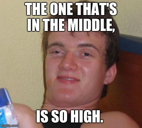 10 Guy Meme | THE ONE THAT'S IN THE MIDDLE, IS SO HIGH. | image tagged in memes,10 guy | made w/ Imgflip meme maker