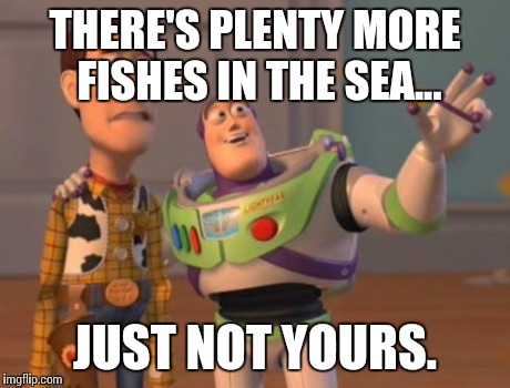 X, X Everywhere | THERE'S PLENTY MORE FISHES IN THE SEA... JUST NOT YOURS. | image tagged in memes,x x everywhere | made w/ Imgflip meme maker