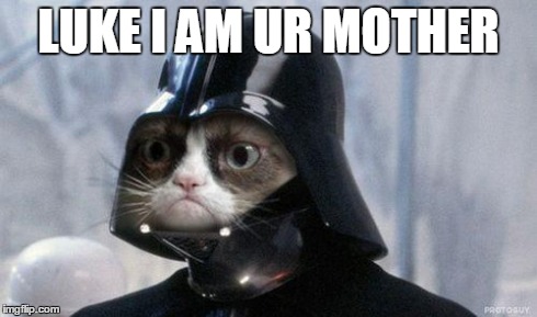 Grumpy Cat Star Wars Meme | LUKE I AM UR MOTHER | image tagged in memes,grumpy cat star wars,grumpy cat | made w/ Imgflip meme maker