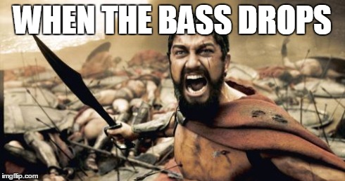 What happens  | WHEN THE BASS DROPS | image tagged in memes,sparta leonidas | made w/ Imgflip meme maker