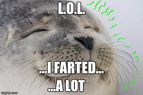 Satisfied Seal Meme | L.O.L. ...I FARTED... ...A LOT | image tagged in memes,satisfied seal | made w/ Imgflip meme maker