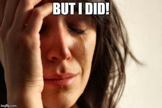 First World Problems Meme | BUT I DID! | image tagged in memes,first world problems | made w/ Imgflip meme maker