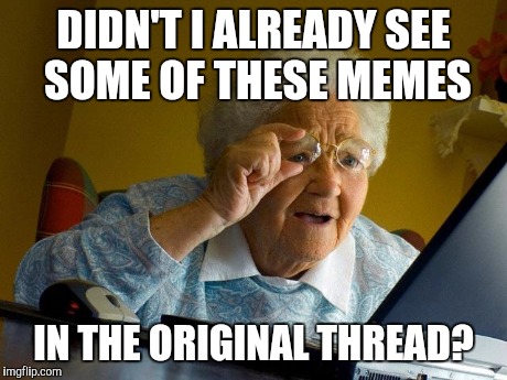 Grandma Finds The Internet Meme | DIDN'T I ALREADY SEE SOME OF THESE MEMES IN THE ORIGINAL THREAD? | image tagged in memes,grandma finds the internet | made w/ Imgflip meme maker