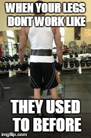 skip leg day | WHEN YOUR LEGS DONT WORK LIKE THEY USED TO BEFORE | image tagged in skip leg day | made w/ Imgflip meme maker