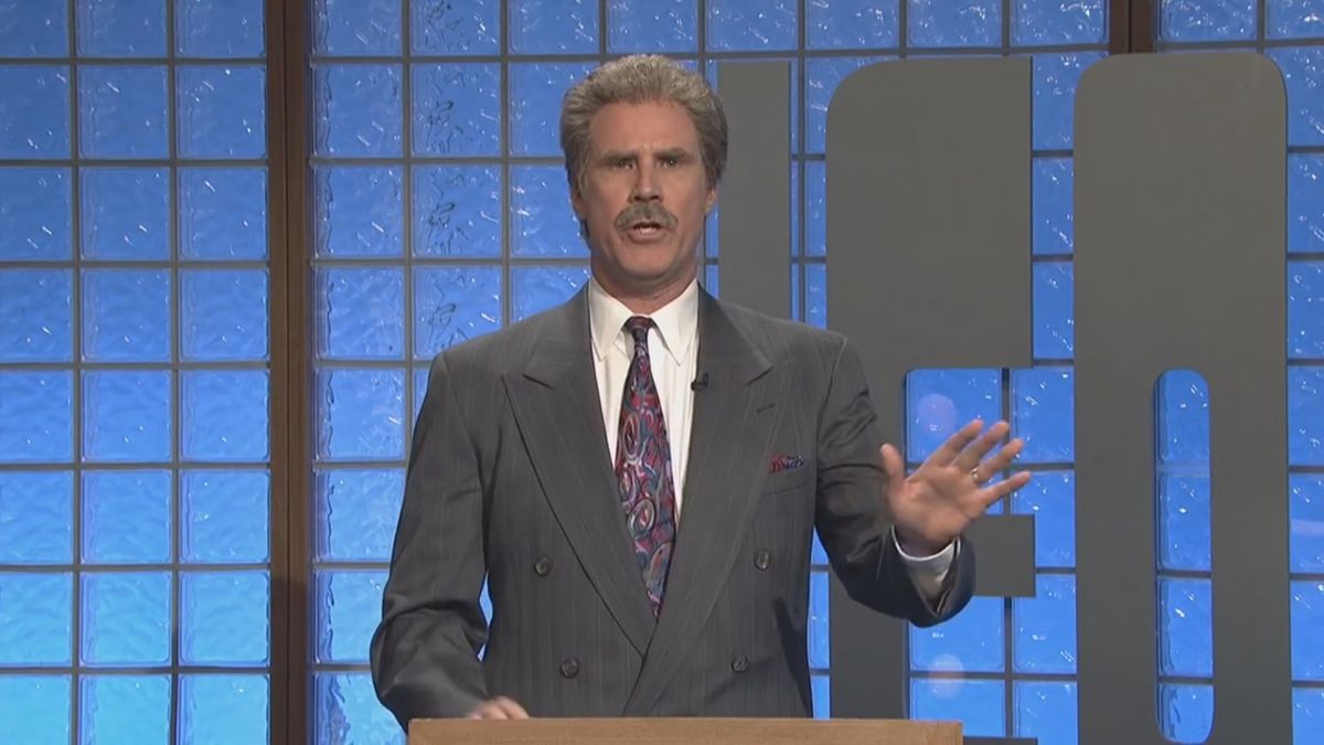 Trebek-Ferrell "Oh God, no. We filmed that in June" Blank Meme Template