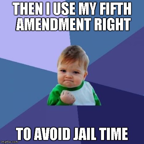 Success Kid Meme | THEN I USE MY FIFTH AMENDMENT RIGHT TO AVOID JAIL TIME | image tagged in memes,success kid | made w/ Imgflip meme maker