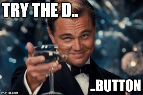 Try Some Random D | TRY THE D.. ..BUTTON | image tagged in memes,leonardo dicaprio cheers | made w/ Imgflip meme maker