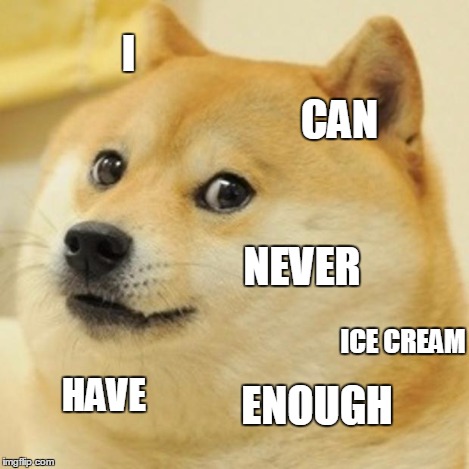 Doge Meme | I CAN NEVER HAVE ENOUGH ICE CREAM | image tagged in memes,doge | made w/ Imgflip meme maker