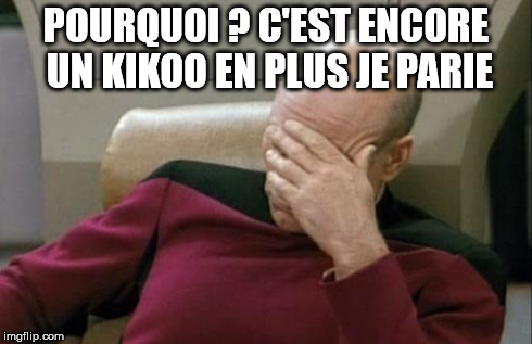Captain Picard Facepalm Meme | POURQUOI ? C'EST ENCORE UN KIKOO EN PLUS JE PARIE | image tagged in memes,captain picard facepalm | made w/ Imgflip meme maker