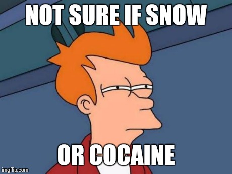Futurama Fry Meme | NOT SURE IF SNOW OR COCAINE | image tagged in memes,futurama fry | made w/ Imgflip meme maker
