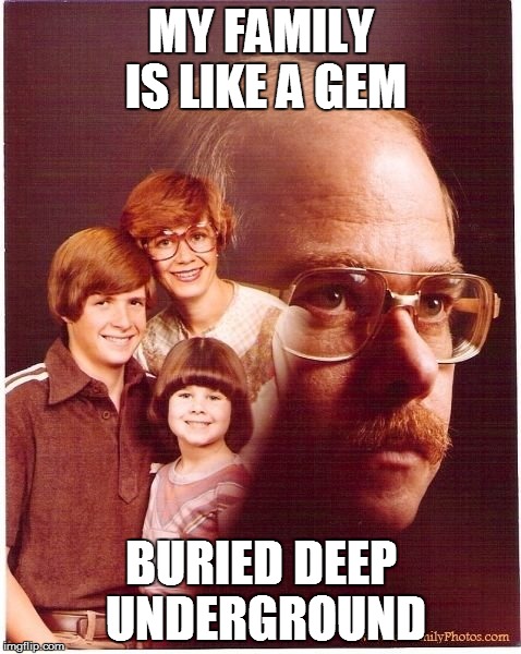 Vengeance Dad Meme | MY FAMILY IS LIKE A GEM BURIED DEEP UNDERGROUND | image tagged in memes,vengeance dad | made w/ Imgflip meme maker