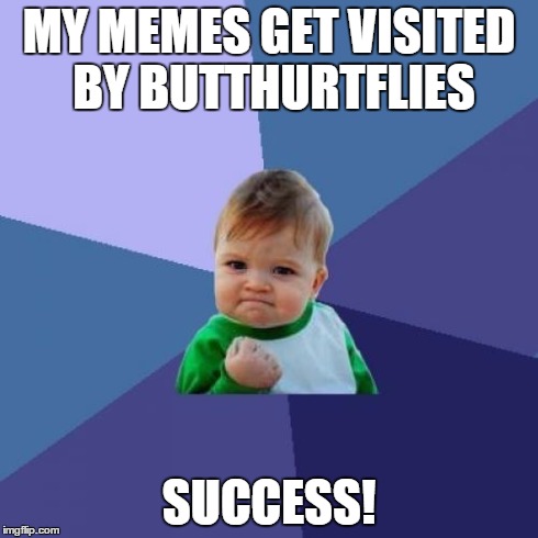 Success Kid | MY MEMES GET VISITED BY BUTTHURTFLIES SUCCESS! | image tagged in memes,success kid | made w/ Imgflip meme maker