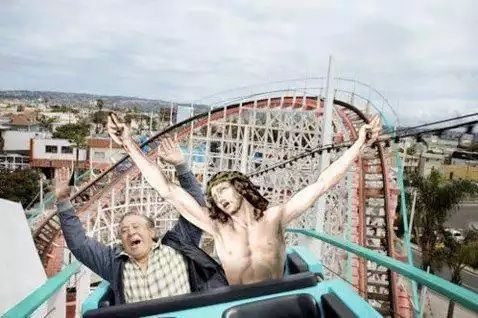 High Quality Jesus Riding Roller Coaster Blank Meme Template