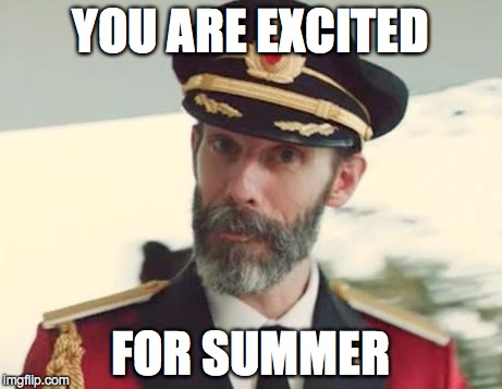 Whether it just started or will start soon, you know you're excited! | YOU ARE EXCITED FOR SUMMER | image tagged in captain obvious | made w/ Imgflip meme maker