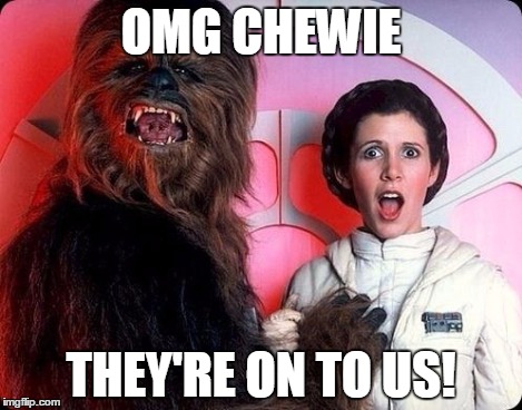 OMG CHEWIE THEY'RE ON TO US! | image tagged in dat princess grab | made w/ Imgflip meme maker