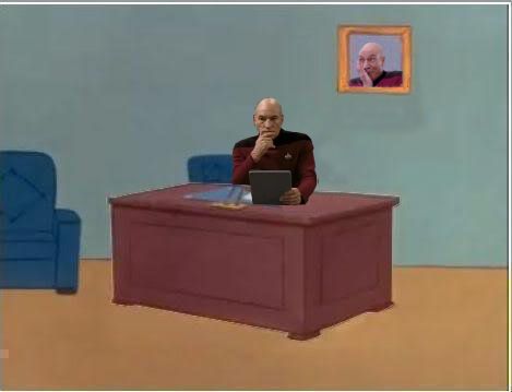 Picard at Desk Blank Meme Template