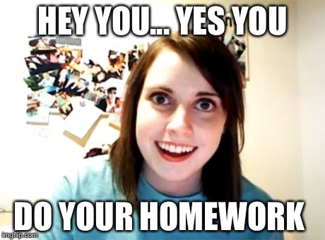 Overly Attached Girlfriend Meme | HEY YOU... YES YOU DO YOUR HOMEWORK | image tagged in memes,overly attached girlfriend | made w/ Imgflip meme maker