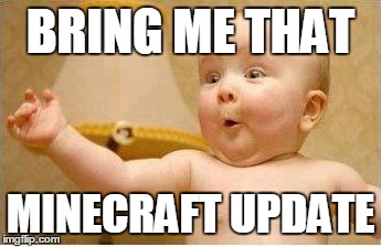 Excited Baby | BRING ME THAT MINECRAFT UPDATE | image tagged in excited baby | made w/ Imgflip meme maker
