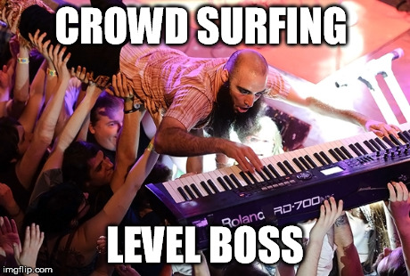 Crowd Surfing like a Boss | CROWD SURFING LEVEL BOSS | image tagged in level | made w/ Imgflip meme maker
