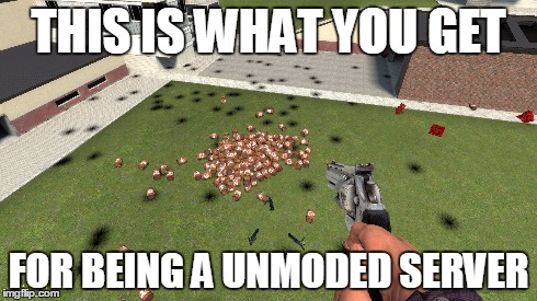THIS IS WHAT YOU GET FOR BEING A UNMODED SERVER | image tagged in garrys mod | made w/ Imgflip meme maker