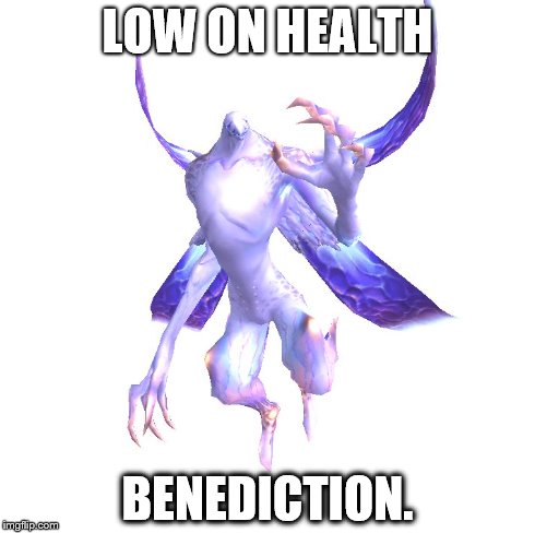 Absolute Virtue... | LOW ON HEALTH BENEDICTION. | image tagged in absolute virtue,final fantasy,troll,benediction,boss fight | made w/ Imgflip meme maker