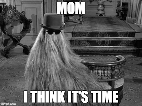 Cousin IT | MOM I THINK IT'S TIME | image tagged in cousin it | made w/ Imgflip meme maker