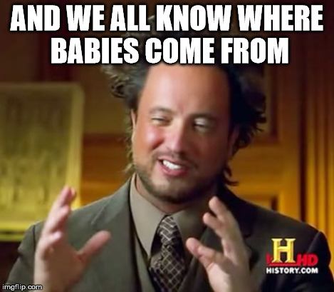 Ancient Aliens Meme | AND WE ALL KNOW WHERE BABIES COME FROM | image tagged in memes,ancient aliens | made w/ Imgflip meme maker