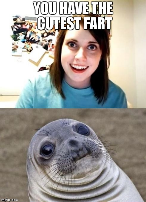 YOU HAVE THE CUTEST FART | image tagged in awkward girlfriend sealion | made w/ Imgflip meme maker