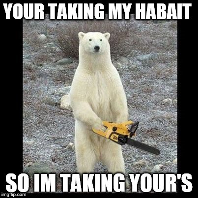 Chainsaw Bear Meme | YOUR TAKING MY HABAIT SO IM TAKING YOUR'S | image tagged in memes,chainsaw bear | made w/ Imgflip meme maker