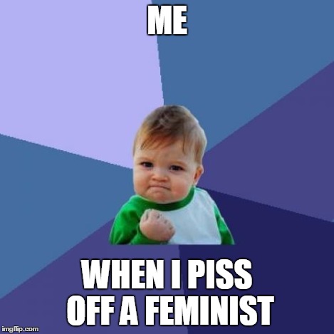 Success Kid Meme | ME WHEN I PISS OFF A FEMINIST | image tagged in memes,success kid | made w/ Imgflip meme maker