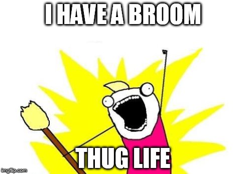 X All The Y | I HAVE A BROOM THUG LIFE | image tagged in memes,x all the y | made w/ Imgflip meme maker