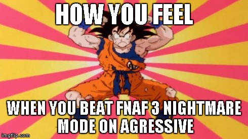 Dragon Ball Z | HOW YOU FEEL WHEN YOU BEAT FNAF 3 NIGHTMARE MODE ON AGRESSIVE | image tagged in dragon ball z | made w/ Imgflip meme maker