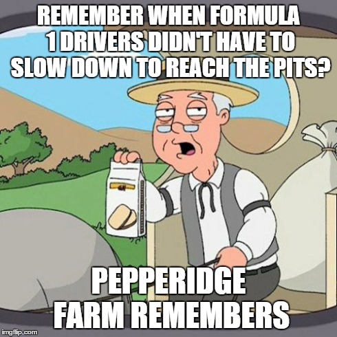 Pepperidge Farm Remembers Meme | REMEMBER WHEN FORMULA 1 DRIVERS DIDN'T HAVE TO SLOW DOWN TO REACH THE PITS? PEPPERIDGE FARM REMEMBERS | image tagged in memes,pepperidge farm remembers | made w/ Imgflip meme maker