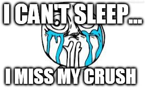 Crying Because Of Cute Meme | I CAN'T SLEEP... I MISS MY CRUSH | image tagged in memes,crying because of cute | made w/ Imgflip meme maker