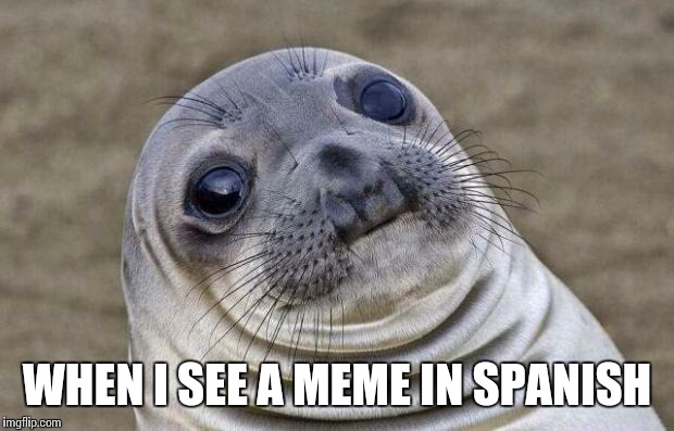 Awkward Moment Sealion | WHEN I SEE A MEME IN SPANISH | image tagged in memes,awkward moment sealion | made w/ Imgflip meme maker