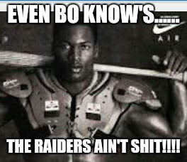 Bo knows  | EVEN BO KNOW'S...... THE RAIDERS AIN'T SHIT!!!! | image tagged in raiders,nfl | made w/ Imgflip meme maker